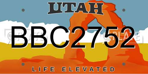 BBC2752 Utah License Plate