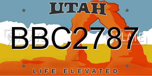 BBC2787 Utah License Plate