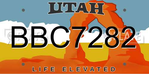 BBC7282 Utah License Plate
