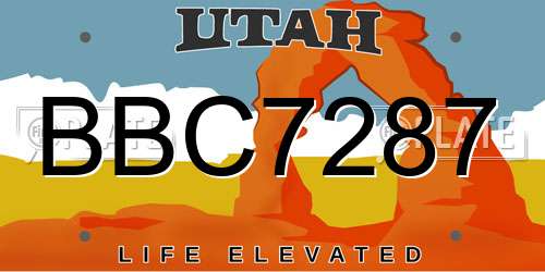 BBC7287 Utah License Plate