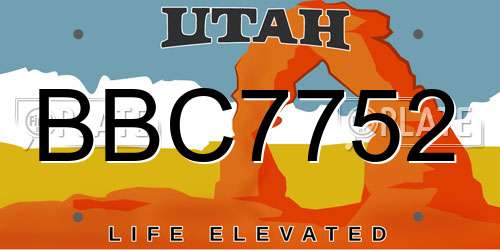 BBC7752 Utah License Plate