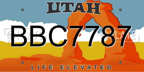 BBC7787 Utah License Plate