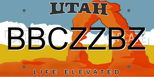 BBCZZBZ Utah License Plate