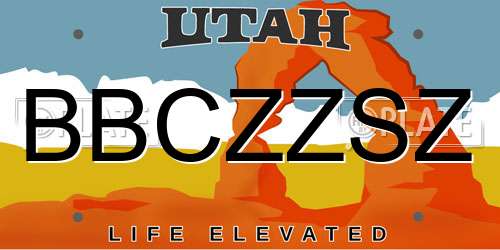 BBCZZSZ Utah License Plate
