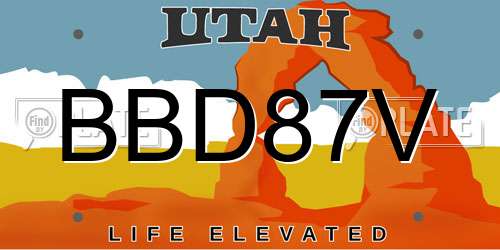 BBD87V Utah License Plate