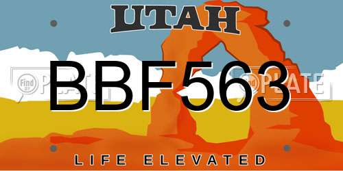 BBF563 Utah License Plate