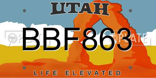 BBF863 Utah License Plate