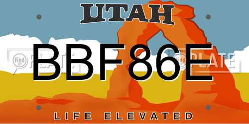 BBF86E Utah License Plate