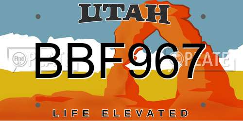BBF967 Utah License Plate