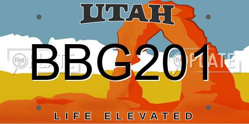 BBG201 Utah License Plate
