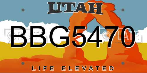 BBG5470 Utah License Plate
