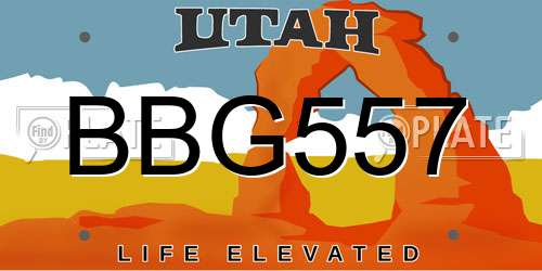 BBG557 Utah License Plate