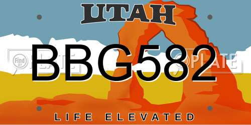 BBG582 Utah License Plate