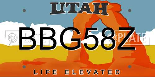 BBG58Z Utah License Plate
