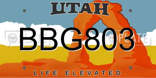 BBG803 Utah License Plate