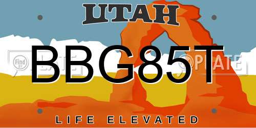 BBG85T Utah License Plate