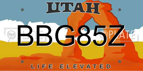 BBG85Z Utah License Plate