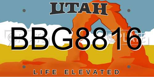 BBG8816 Utah License Plate