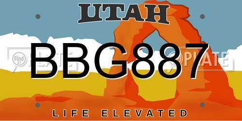 BBG887 Utah License Plate