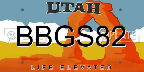 BBGS82 Utah License Plate