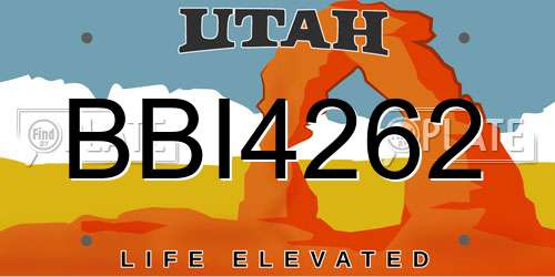 BBI4262 Utah License Plate