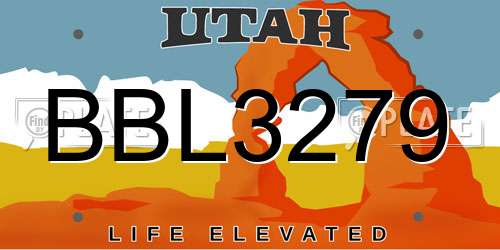 BBL3279 Utah License Plate