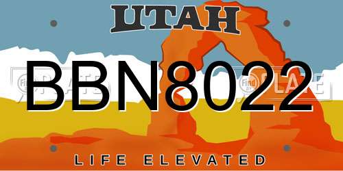BBN8022 Utah License Plate