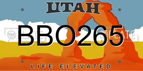 BBO265 Utah License Plate
