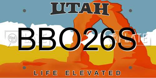 BBO26S Utah License Plate