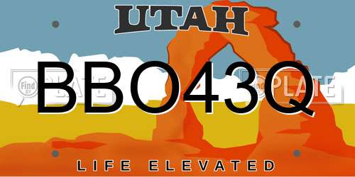 BBO43Q Utah License Plate