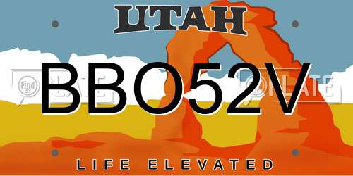 BBO52V Utah License Plate