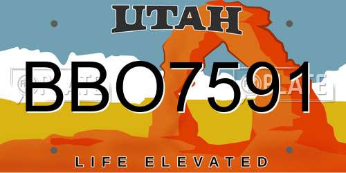 BBO7591 Utah License Plate