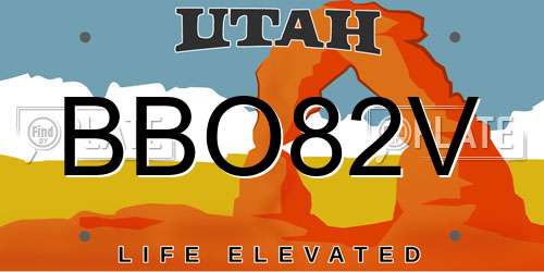 BBO82V Utah License Plate