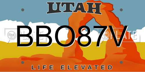 BBO87V Utah License Plate