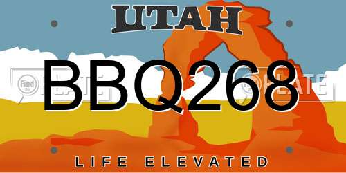 BBQ268 Utah License Plate