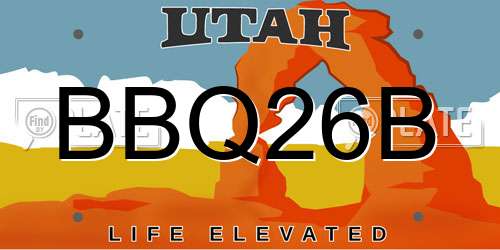 BBQ26B Utah License Plate