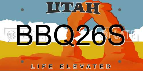 BBQ26S Utah License Plate