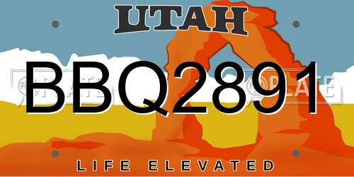 BBQ2891 Utah License Plate