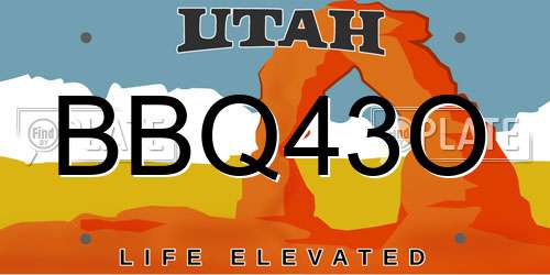 BBQ43O Utah License Plate