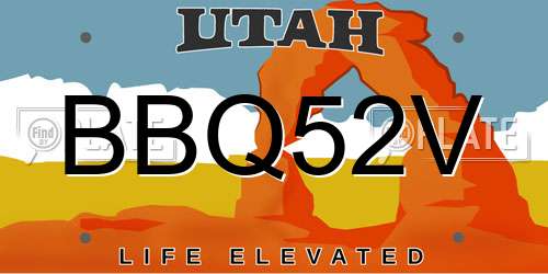 BBQ52V Utah License Plate