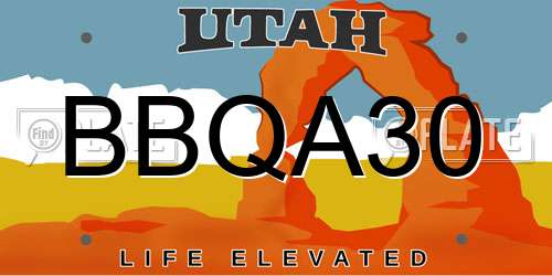 BBQA30 Utah License Plate