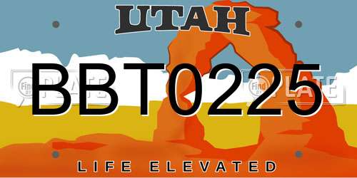 BBT0225 Utah License Plate