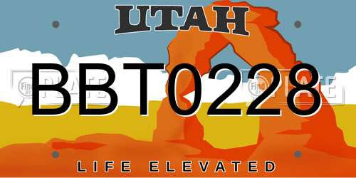 BBT0228 Utah License Plate