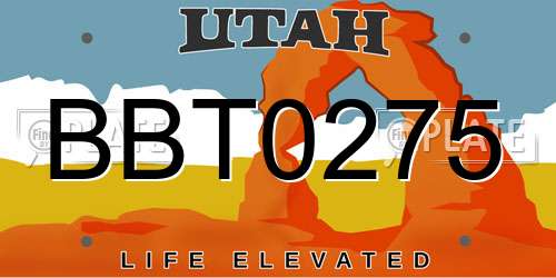 BBT0275 Utah License Plate