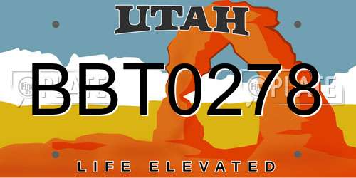 BBT0278 Utah License Plate