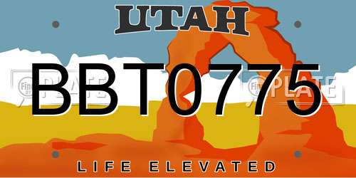 BBT0775 Utah License Plate