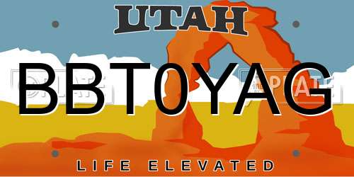 BBT0YAG Utah License Plate