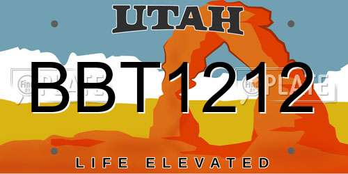 BBT1212 Utah License Plate