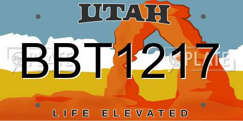 BBT1217 Utah License Plate