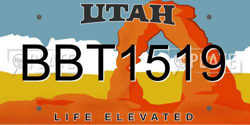 BBT1519 Utah License Plate